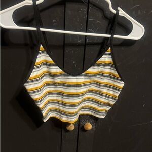 Striped Yellow and Black Crop Top